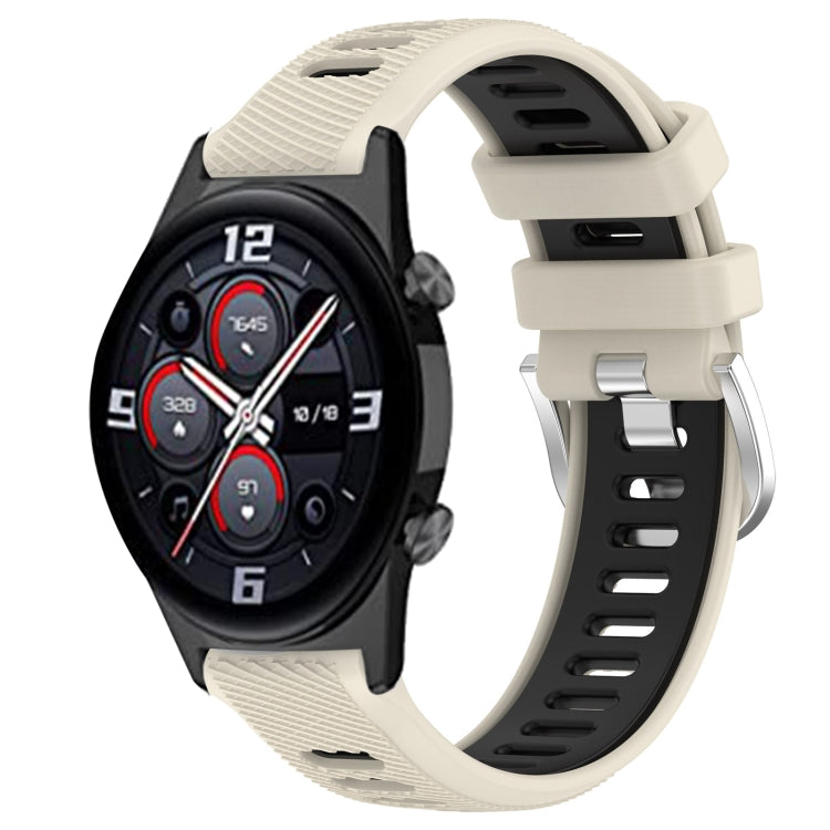 For Honor Watch GS 3i 22mm Sports Two-Color Steel Buckle Silicone Watch Band(Starlight+Black) - Smart Wear by PMC TechLife | Online Shopping South Africa | PMC TechLife