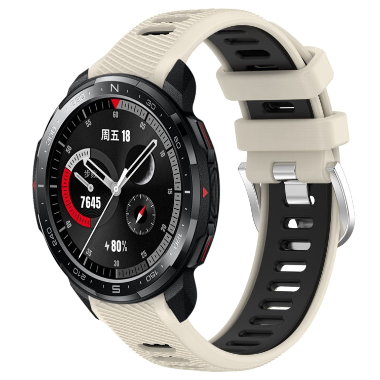 For Honor Watch GS Pro 22mm Sports Two-Color Steel Buckle Silicone Watch Band(Starlight+Black) - Smart Wear by PMC TechLife | Online Shopping South Africa | PMC TechLife