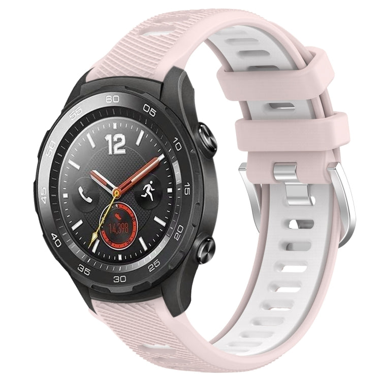 For Honor Magic Watch 2 46mm 22mm Sports Two-Color Steel Buckle Silicone Watch Band(Pink+White) - Smart Wear by PMC TechLife | Online Shopping South Africa | PMC TechLife