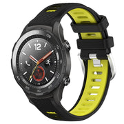 For Honor Magic Watch 2 46mm 22mm Sports Two-Color Steel Buckle Silicone Watch Band(Black+Lime Green)