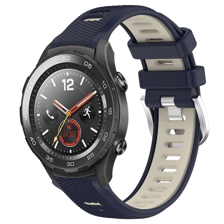 For Honor Magic Watch 2 46mm 22mm Sports Two-Color Steel Buckle Silicone Watch Band(Midnight Blue+Starlight) - Smart Wear by PMC TechLife | Online Shopping South Africa | PMC TechLife