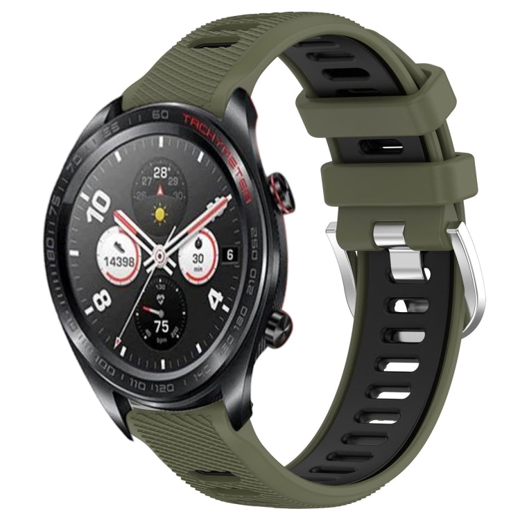 For Honor Watch Dream 22mm Sports Two-Color Steel Buckle Silicone Watch Band(Army Green+Black) - Smart Wear by PMC TechLife | Online Shopping South Africa | PMC TechLife