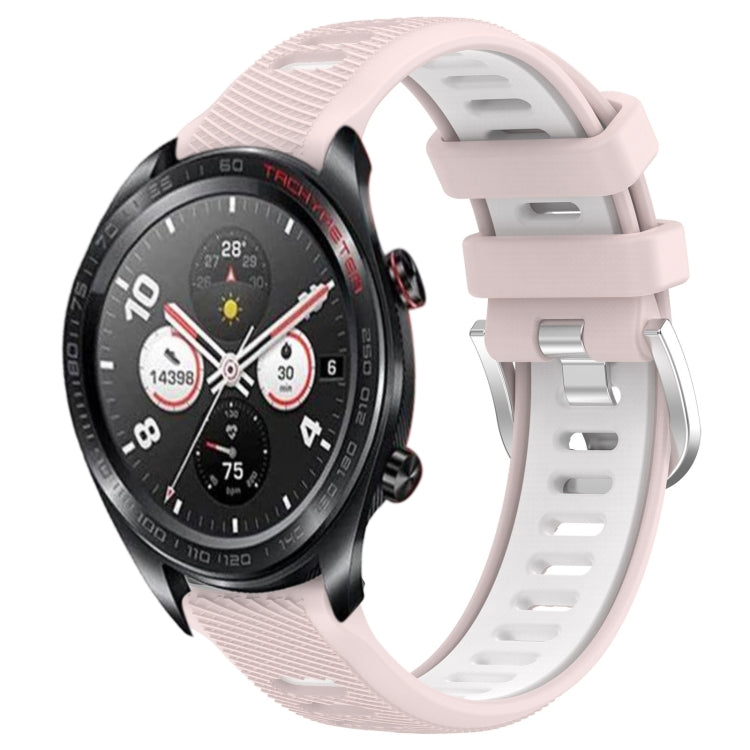 For Honor Watch Dream 22mm Sports Two-Color Steel Buckle Silicone Watch Band(Pink+White) - Smart Wear by PMC TechLife | Online Shopping South Africa | PMC TechLife