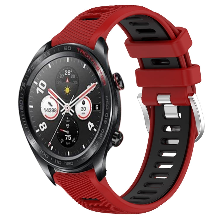 For Honor Watch Dream 22mm Sports Two-Color Steel Buckle Silicone Watch Band(Red+Black) - Smart Wear by PMC TechLife | Online Shopping South Africa | PMC TechLife