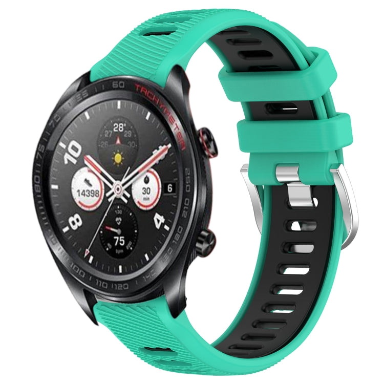 For Honor Watch Dream 22mm Sports Two-Color Steel Buckle Silicone Watch Band(Lake Blue+Black) - Smart Wear by PMC TechLife | Online Shopping South Africa | PMC TechLife