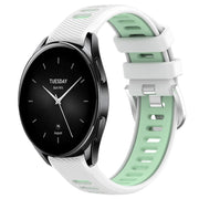 For Xiaomi Watch S2 42mm 22mm Sports Two-Color Steel Buckle Silicone Watch Band(White+Teal)