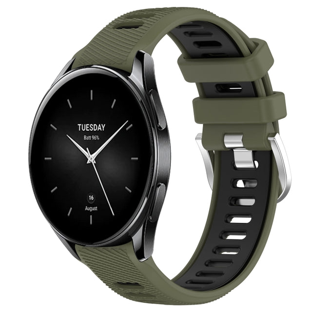 For Xiaomi Watch S2 42mm 22mm Sports Two-Color Steel Buckle Silicone Watch Band(Army Green+Black)