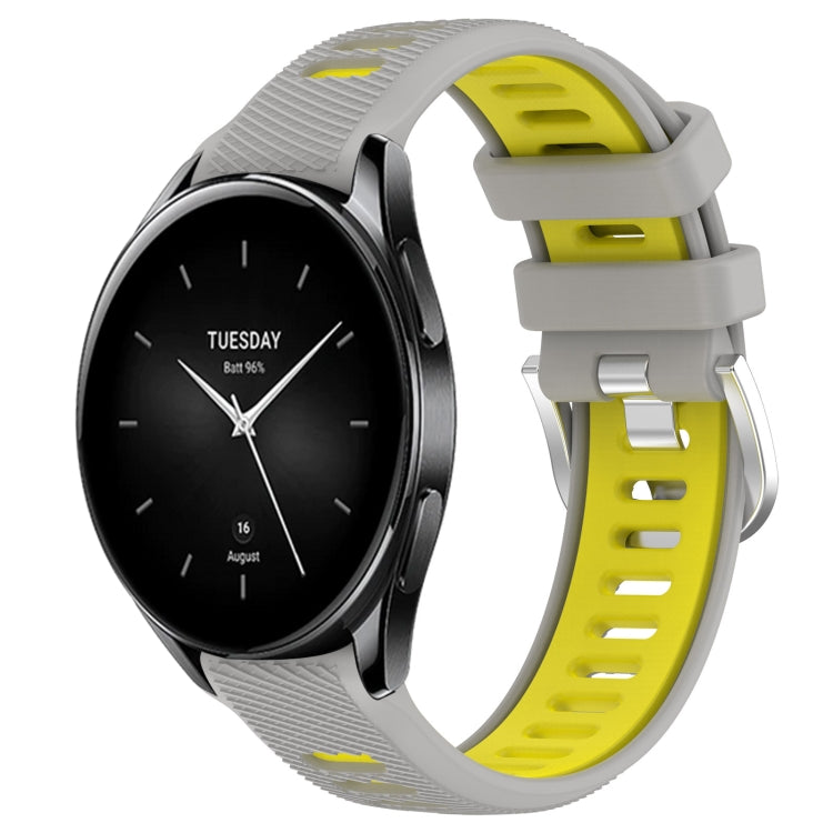 For Xiaomi Watch S2 46mm 22mm Sports Two-Color Steel Buckle Silicone Watch Band(Grey+Yellow) - Smart Wear by PMC TechLife | Online Shopping South Africa | PMC TechLife