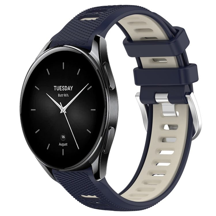 For Xiaomi Watch S2 46mm 22mm Sports Two-Color Steel Buckle Silicone Watch Band(Midnight Blue+Starlight) - Smart Wear by PMC TechLife | Online Shopping South Africa | PMC TechLife