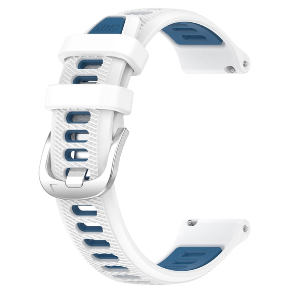 For Xiaomi MI Watch S1 22mm Sports Two-Color Steel Buckle Silicone Watch Band(White+Blue)