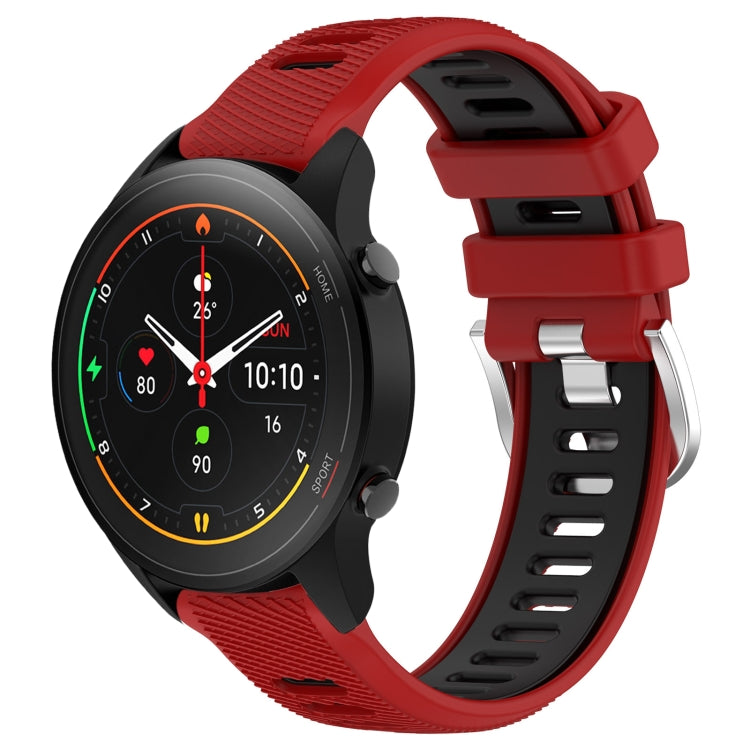 For Xiaomi MI Watch S1 Pro 22mm Sports Two-Color Steel Buckle Silicone Watch Band(Red+Black) - Smart Wear by PMC TechLife | Online Shopping South Africa | PMC TechLife