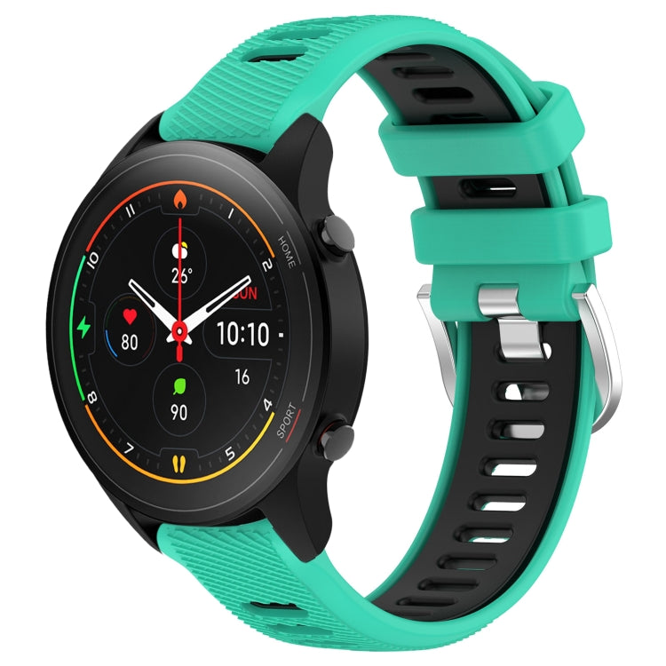 For Xiaomi MI Watch S1 Pro 22mm Sports Two-Color Steel Buckle Silicone Watch Band(Lake Blue+Black) - Smart Wear by PMC TechLife | Online Shopping South Africa | PMC TechLife