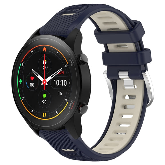For Xiaomi MI Watch S1 Pro 22mm Sports Two-Color Steel Buckle Silicone Watch Band(Midnight Blue+Starlight)
