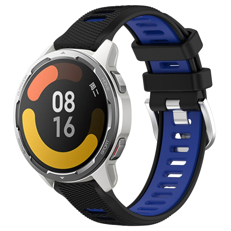 For Xiaomi Watch S1 Active 22mm Sports Two-Color Steel Buckle Silicone Watch Band(Black+Blue) - Smart Wear by PMC TechLife | Online Shopping South Africa | PMC TechLife