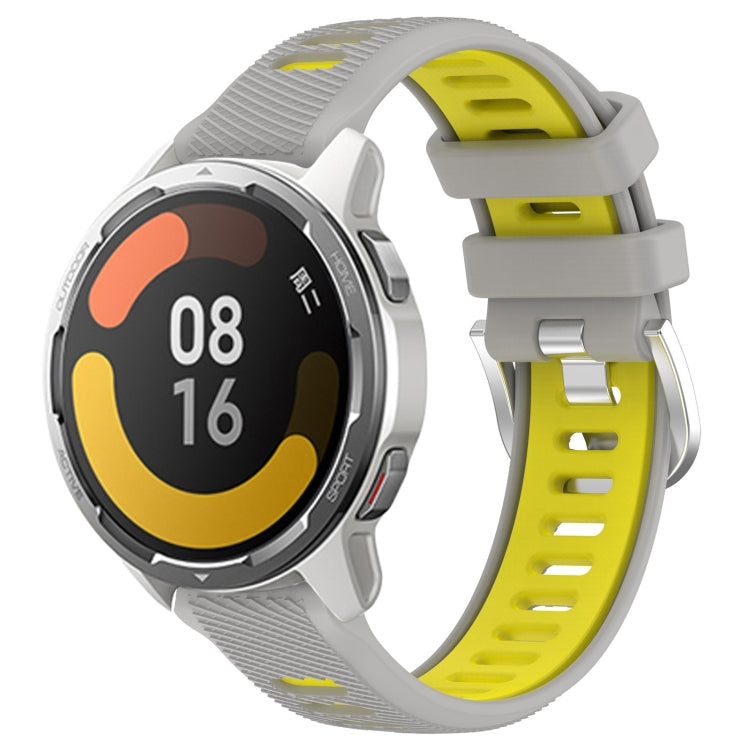 For Xiaomi Watch S1 Active 22mm Sports Two-Color Steel Buckle Silicone Watch Band(Grey+Yellow) - Smart Wear by PMC TechLife | Online Shopping South Africa | PMC TechLife