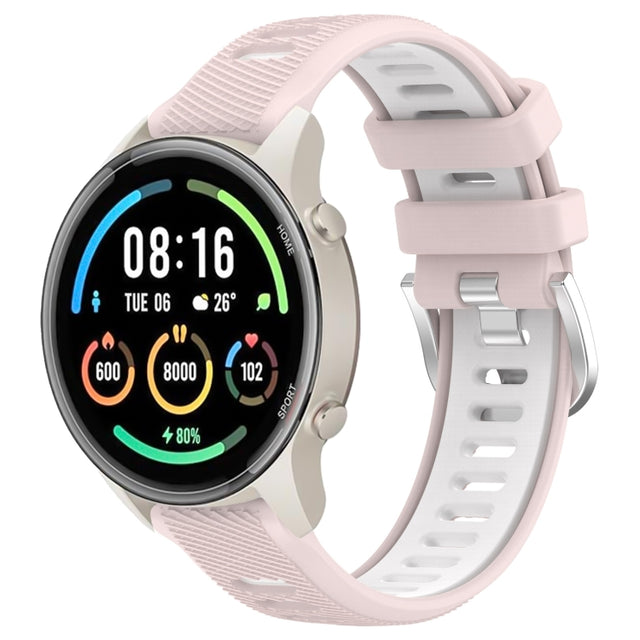 For Xiaomi MI Watch Color 2 22mm Sports Two-Color Steel Buckle Silicone Watch Band(Pink+White)