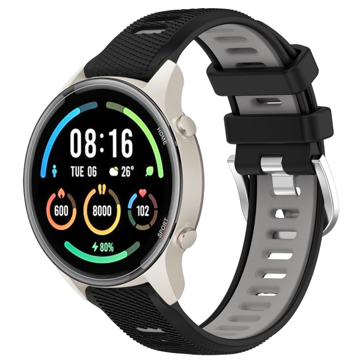For Xiaomi MI Watch Color 2 22mm Sports Two-Color Steel Buckle Silicone Watch Band(Black+Grey) - Smart Wear by PMC TechLife | Online Shopping South Africa | PMC TechLife
