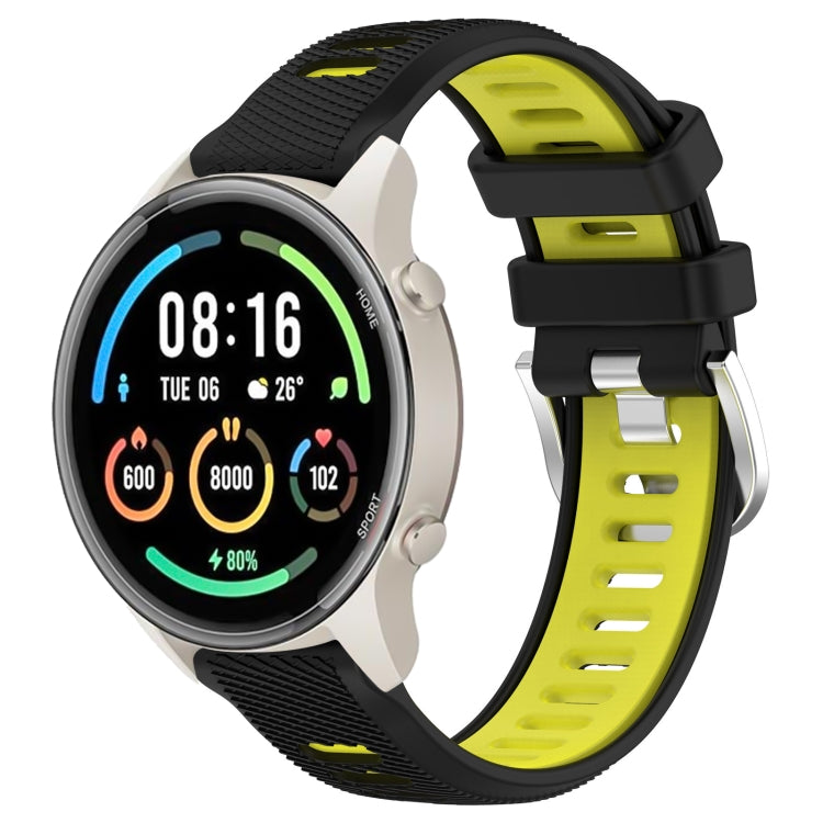 For Xiaomi MI Watch Color 2 22mm Sports Two-Color Steel Buckle Silicone Watch Band(Black+Lime Green) - Smart Wear by PMC TechLife | Online Shopping South Africa | PMC TechLife