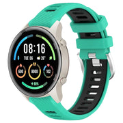 For Xiaomi MI Watch Color 2 22mm Sports Two-Color Steel Buckle Silicone Watch Band(Lake Blue+Black)