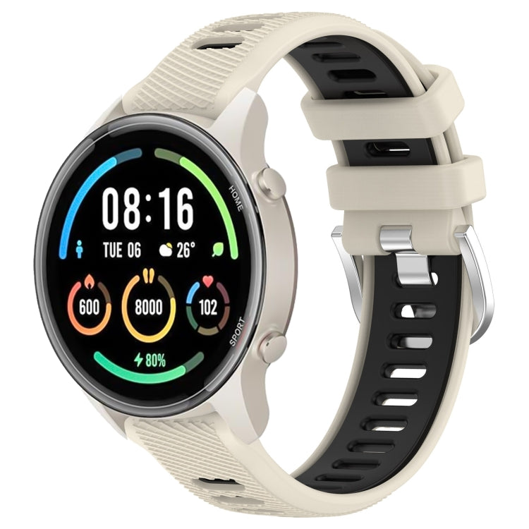 For Xiaomi MI Watch Color 2 22mm Sports Two-Color Steel Buckle Silicone Watch Band(Starlight+Black) - Smart Wear by PMC TechLife | Online Shopping South Africa | PMC TechLife