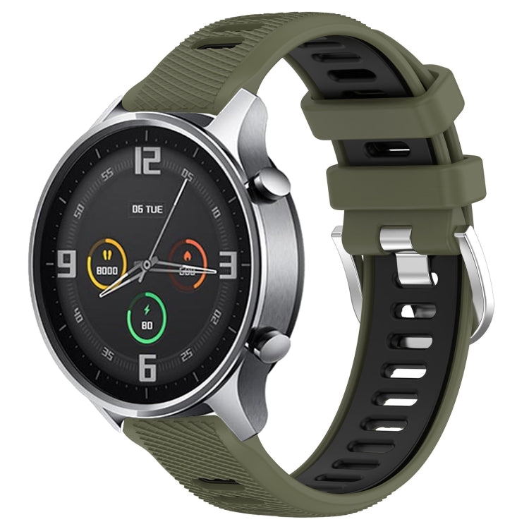For Xiaomi MI Watch Sport 22mm Sports Two-Color Steel Buckle Silicone Watch Band(Army Green+Black) - Smart Wear by PMC TechLife | Online Shopping South Africa | PMC TechLife