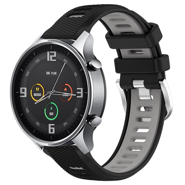 For Xiaomi MI Watch Sport 22mm Sports Two-Color Steel Buckle Silicone Watch Band(Black+Grey) - Smart Wear by PMC TechLife | Online Shopping South Africa | PMC TechLife