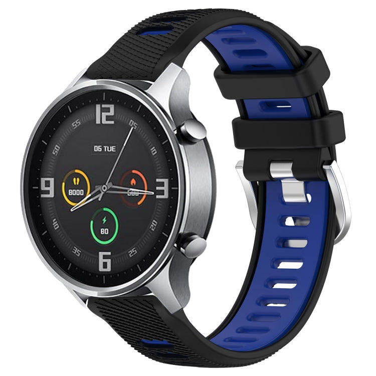 For Xiaomi MI Watch Sport 22mm Sports Two-Color Steel Buckle Silicone Watch Band(Black+Blue) - Smart Wear by PMC TechLife | Online Shopping South Africa | PMC TechLife