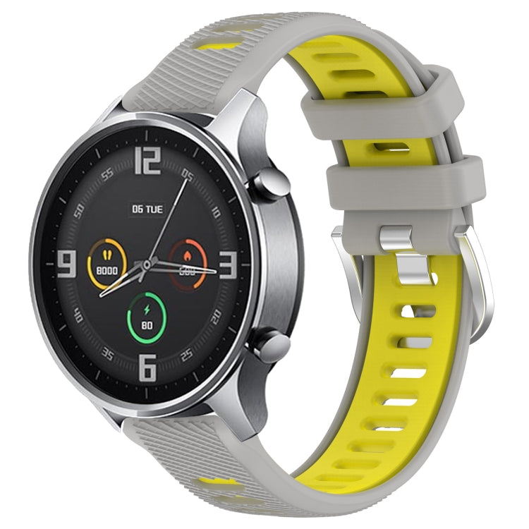 For Xiaomi MI Watch Sport 22mm Sports Two-Color Steel Buckle Silicone Watch Band(Grey+Yellow) - Smart Wear by PMC TechLife | Online Shopping South Africa | PMC TechLife