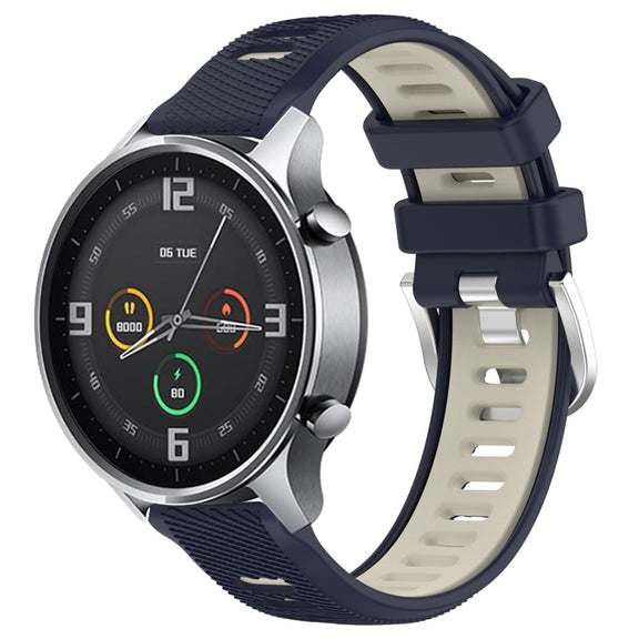 For Xiaomi MI Watch Sport 22mm Sports Two-Color Steel Buckle Silicone Watch Band(Midnight Blue+Starlight)