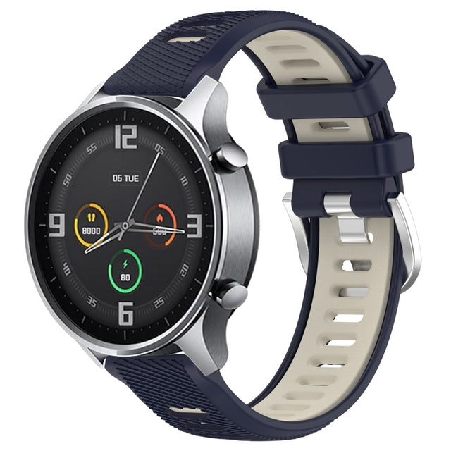 For Xiaomi MI Watch Sport 22mm Sports Two-Color Steel Buckle Silicone Watch Band(Midnight Blue+Starlight)