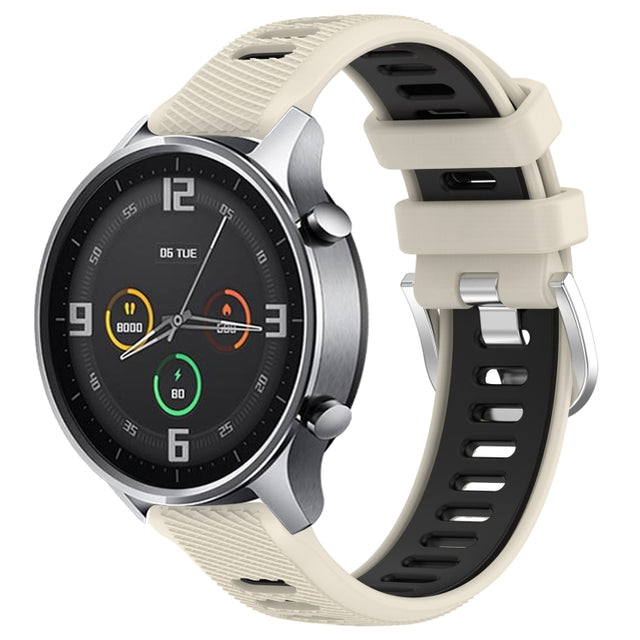 For Xiaomi MI Watch Sport 22mm Sports Two-Color Steel Buckle Silicone Watch Band(Starlight+Black)