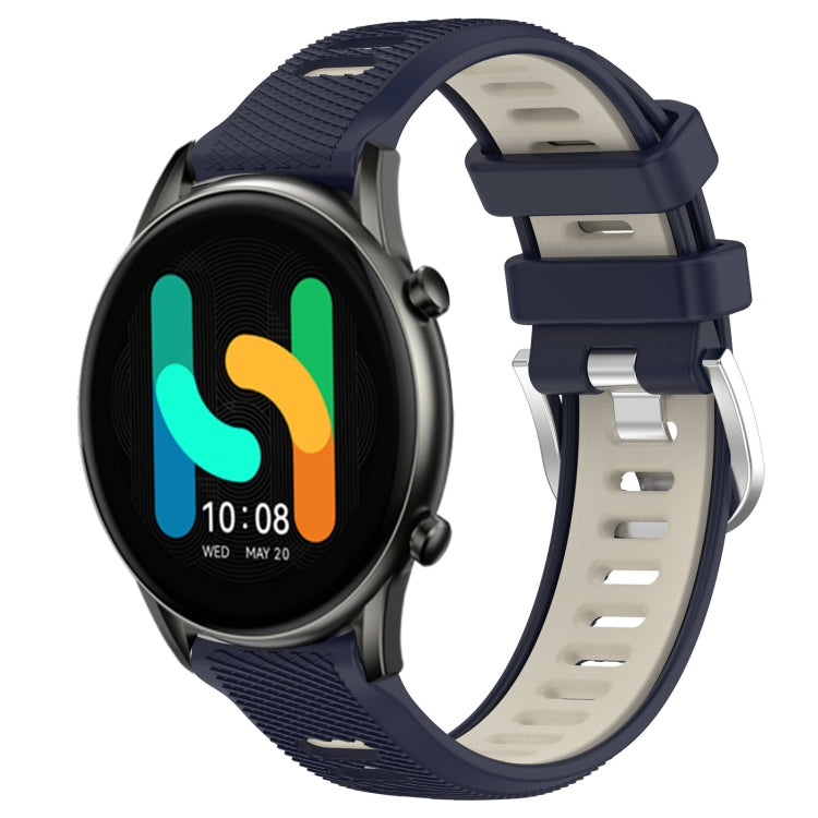 For Xiaomi MI Watch Color 22mm Sports Two-Color Steel Buckle Silicone Watch Band(Midnight Blue+Starlight) - Smart Wear by PMC TechLife | Online Shopping South Africa | PMC TechLife