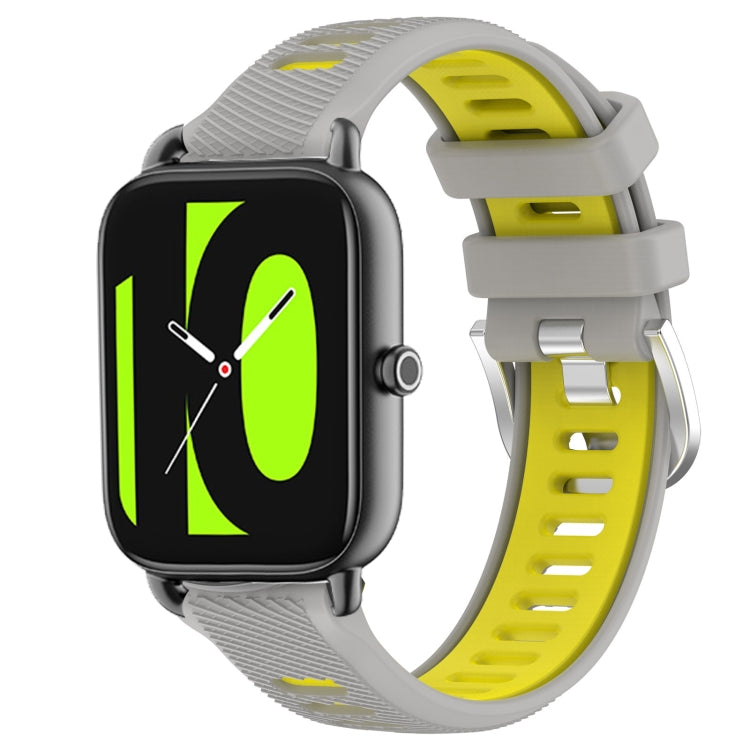 For Xiaomi Haylou RT2 LS10 22mm Sports Two-Color Steel Buckle Silicone Watch Band(Grey+Yellow) - Smart Wear by PMC TechLife | Online Shopping South Africa | PMC TechLife