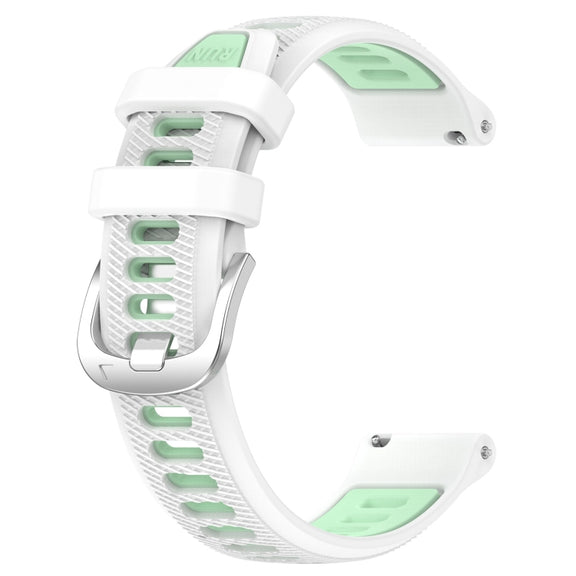 For  Xiaomi Haylou RS4 LS12 22mm Sports Two-Color Steel Buckle Silicone Watch Band(White+Teal)