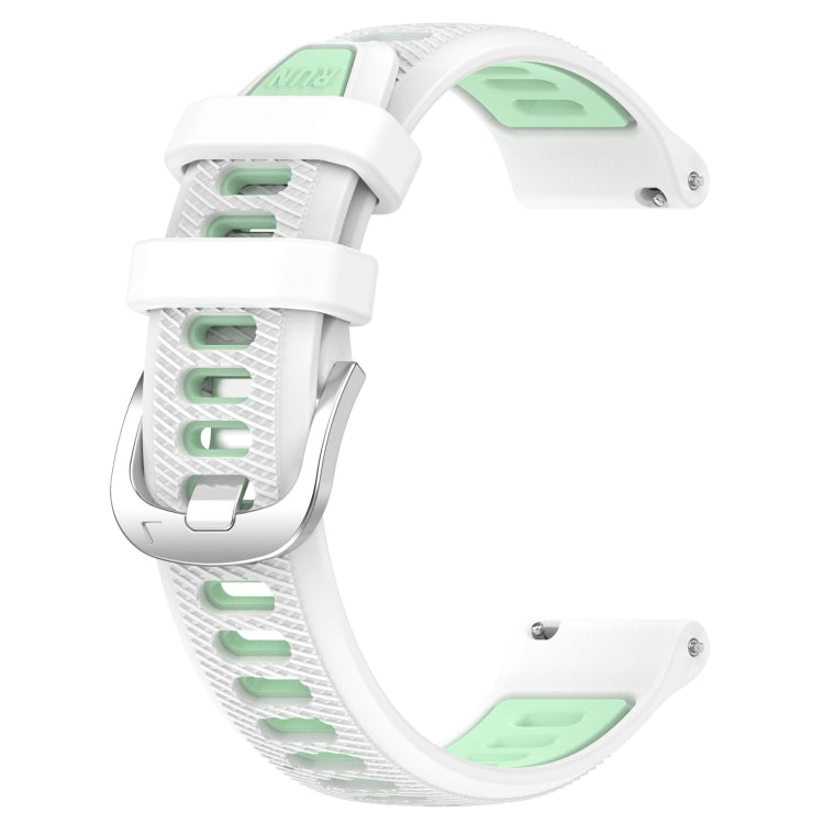 For  Xiaomi Haylou RS4 LS12 22mm Sports Two-Color Steel Buckle Silicone Watch Band(White+Teal)