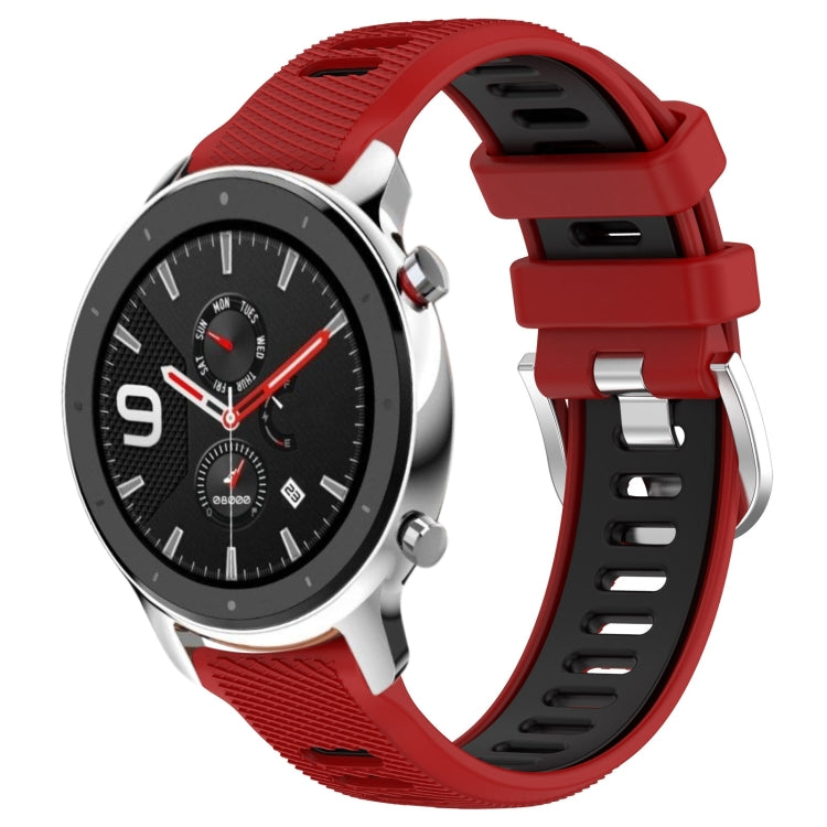 For Amazfit GTR 4 22mm Cross Texture Two Color Silicone Steel Buckle Watch Band(Red+Black) - Smart Wear by PMC TechLife | Online Shopping South Africa | PMC TechLife