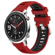 For Amazfit GTR 4 22mm Cross Texture Two Color Silicone Steel Buckle Watch Band(Red+Black)