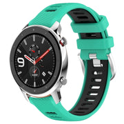 For Amazfit GTR 4 22mm Cross Texture Two Color Silicone Steel Buckle Watch Band(Lake Blue+Black)