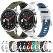 For Amazfit GTR 4 22mm Cross Texture Two Color Silicone Steel Buckle Watch Band(Black+Blue)