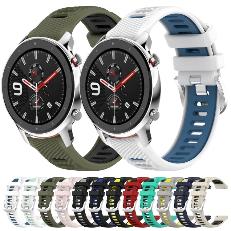 For Amazfit GTR 4 22mm Cross Texture Two Color Silicone Steel Buckle Watch Band(Black+Grey)