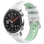 For Amazfit GTR 4 Pro 22mm Cross Texture Two Color Silicone Steel Buckle Watch Band(White+Teal)