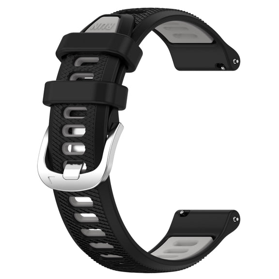 For Amazfit GTR 4 Pro 22mm Cross Texture Two Color Silicone Steel Buckle Watch Band(Black+Grey)