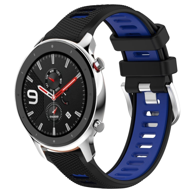 For Amazfit GTR 4 Pro 22mm Cross Texture Two Color Silicone Steel Buckle Watch Band(Black+Blue) - Smart Wear by PMC TechLife | Online Shopping South Africa | PMC TechLife