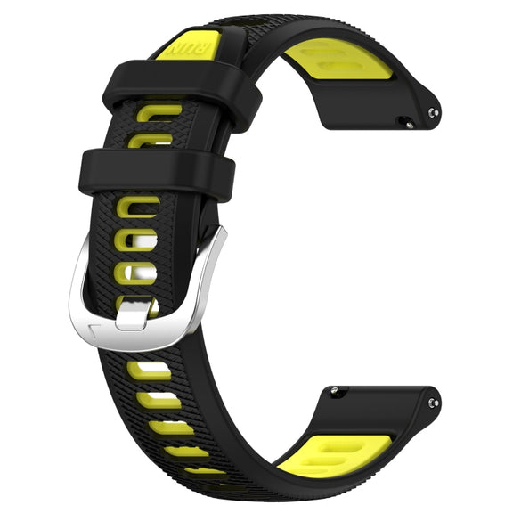 For Amazfit GTR 4 Pro 22mm Cross Texture Two Color Silicone Steel Buckle Watch Band(Black+Lime Green)