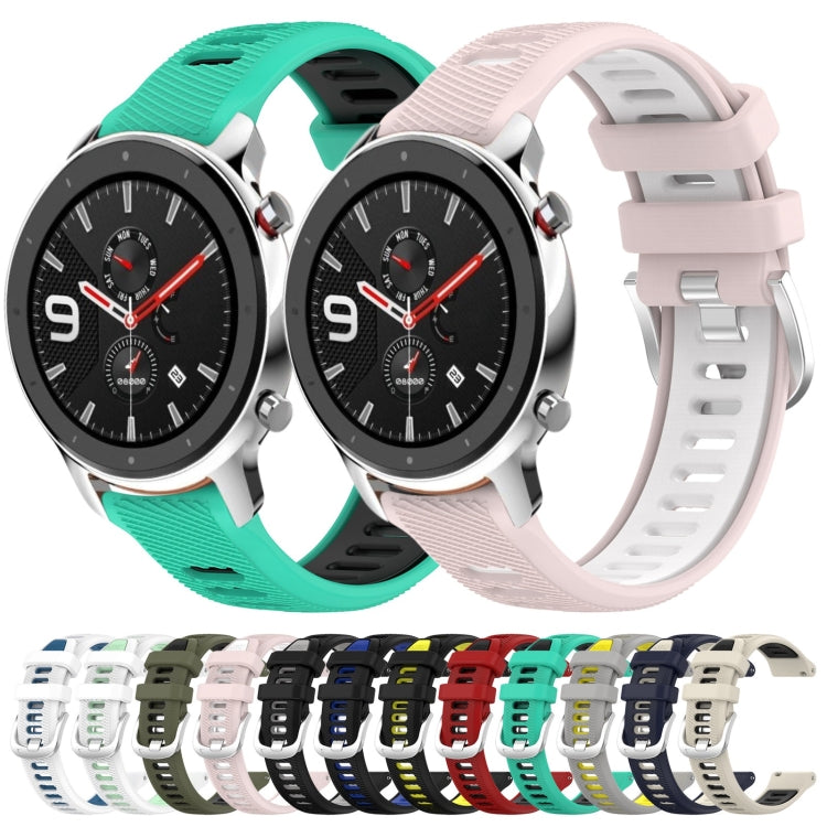 For Amazfit GTR 4 Pro 22mm Cross Texture Two Color Silicone Steel Buckle Watch Band(Red+Black)