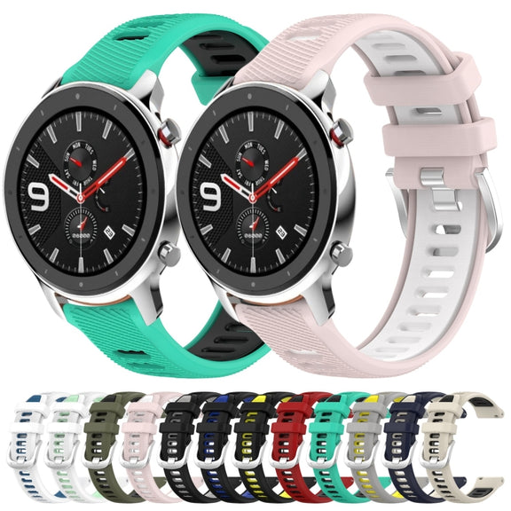For Amazfit GTR 4 Pro 22mm Cross Texture Two Color Silicone Steel Buckle Watch Band(Black+Lime Green)