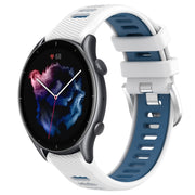 For Amazfit GTR 3 22mm Cross Texture Two Color Silicone Steel Buckle Watch Band(White+Blue)