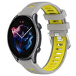 For Amazfit GTR 3 22mm Cross Texture Two Color Silicone Steel Buckle Watch Band(Grey+Yellow) - Smart Wear by PMC TechLife | Online Shopping South Africa | PMC TechLife