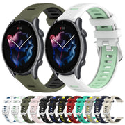 For Amazfit GTR 3 22mm Cross Texture Two Color Silicone Steel Buckle Watch Band(Lake Blue+Black)