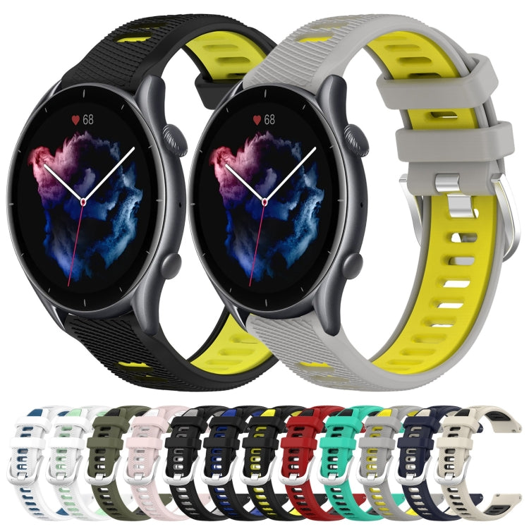 For Amazfit GTR 3 Pro 22mm Cross Texture Two Color Silicone Steel Buckle Watch Band(Starlight+Black)